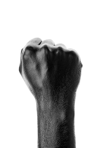 白色背景上的黑色手，孤立油漆。 黑色背景上孤立的男性手。 手显示符号和手势。图片下载