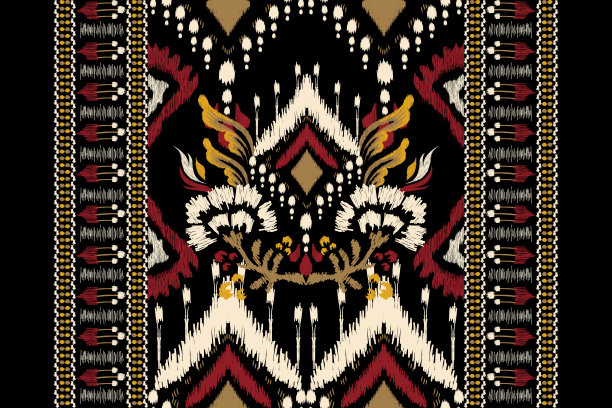 潮人Ikat花卉佩斯利图案图片下载