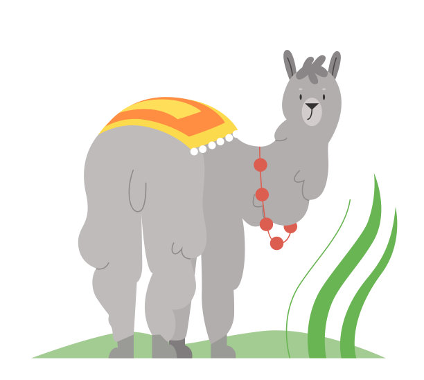 可爱的羊驼与传统装饰图片下载