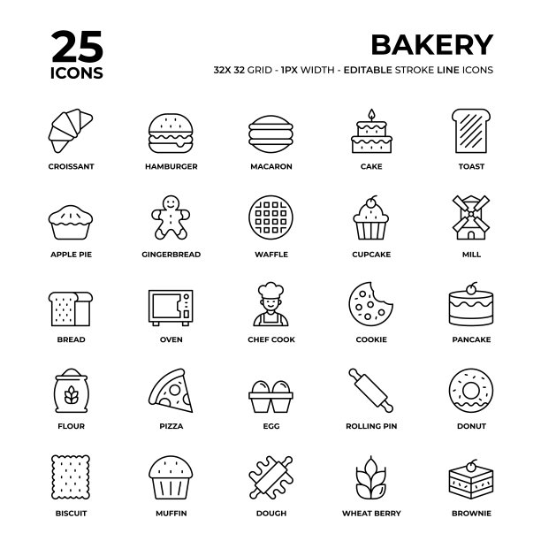 烘焙线图标集图片下载