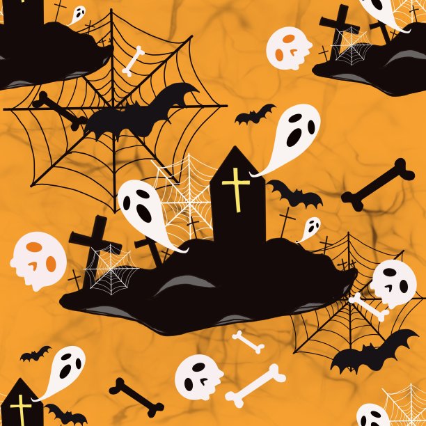 万圣节织物图案。图片下载