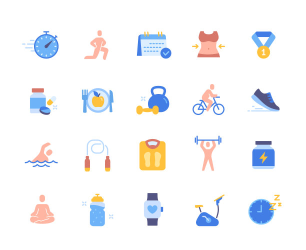 健身颜色图标集图片下载