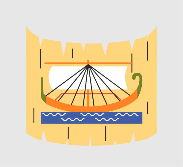 带船的埃及卷轴图片下载