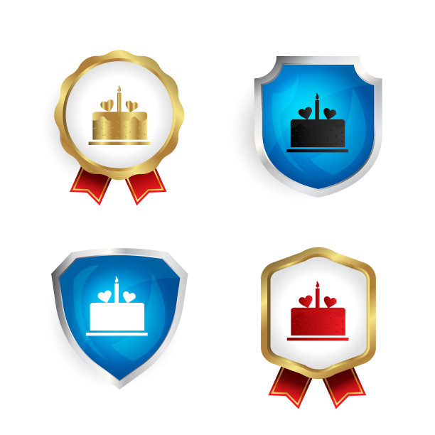 生日蛋糕徽章和标签收集图片下载