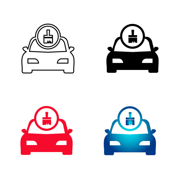 抽象彩绘汽车轮廓插图图片下载