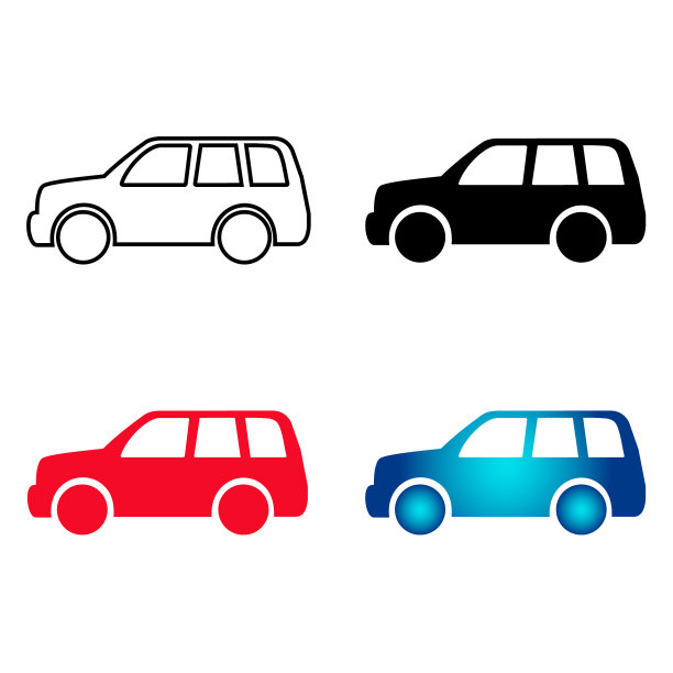 抽象家庭汽车剪影插图图片下载