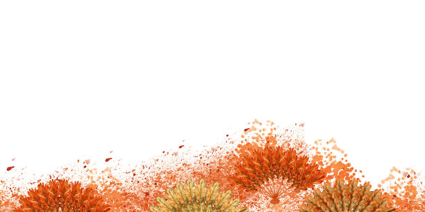 秋红橙枫叶的水彩旗图片下载