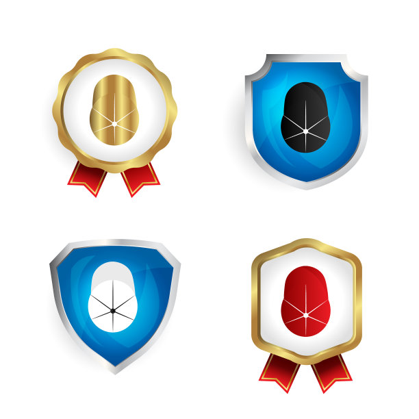 摘要帽顶视图徽章和标签收集图片下载