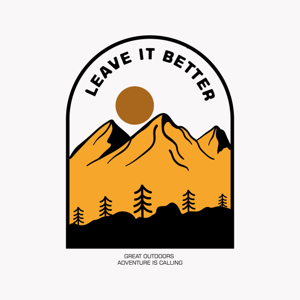 山地插画，户外探险。矢量图形用于t恤和其他用途。图片下载