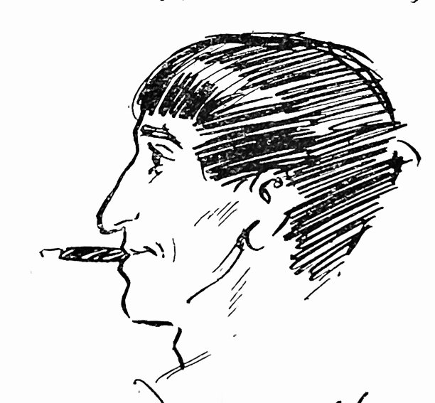 带着雪茄的微笑男人，大头照，侧视，白色背景图片下载