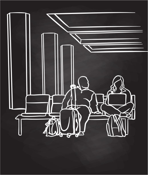 登机口的机场延误黑板图片下载