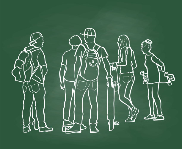 青少年和长板黑板图片下载