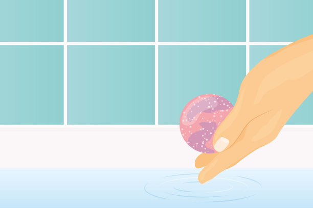 女性向浴缸投掷芳香浴弹图片下载