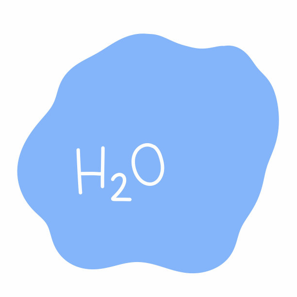 蓝色水符号的插图，文字H2O图片下载