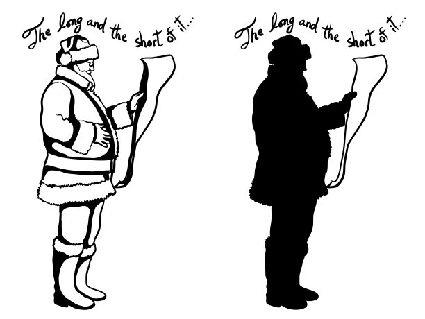 圣诞老人礼物清单剪影图片下载