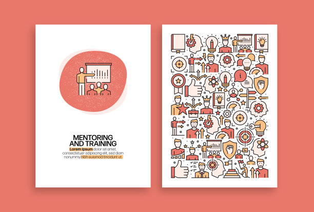 指导和培训相关设计。现代矢量模板的小册子，封面，传单和年度报告。图片下载