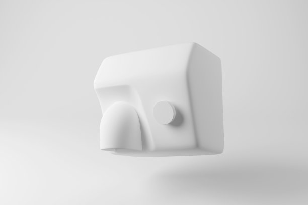 白色墙壁安装在手烘干机漂浮在半空中的白色背景在单色和极简主义。说明厕所卫生设施的概念图片下载