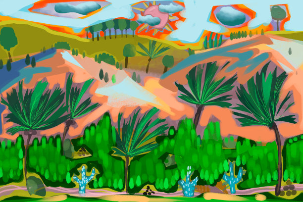 儿童风景画色彩鲜艳图片下载