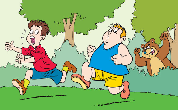 树林里的男孩和熊图片下载