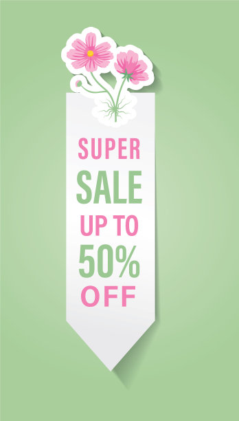 可爱的鲜花商店横幅和销售贴纸图片下载