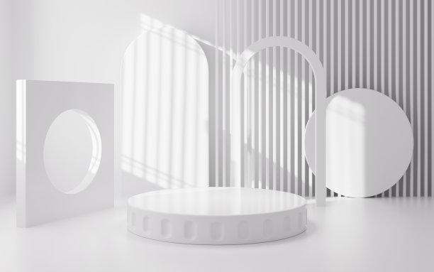 空舞台和室内几何建筑，3d渲染。图片下载