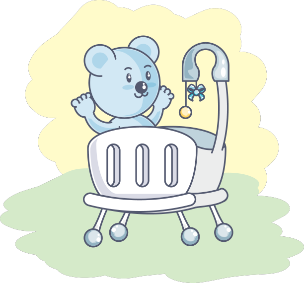 可爱的熊宝宝动物在婴儿床图片下载