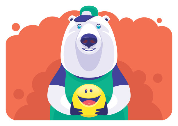 拿着微笑表情的北极熊图片下载