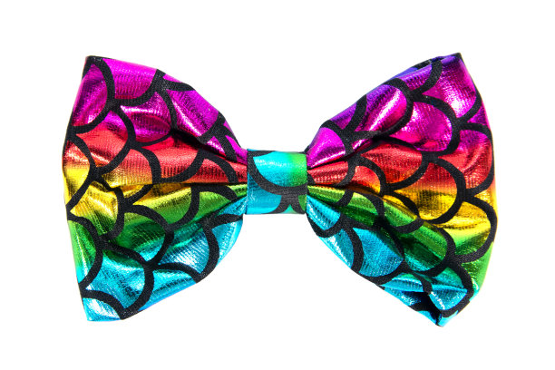 丝带蝴蝶结孤立在白色背景。彩虹色的头发丝带蝴蝶结孤立。图片下载