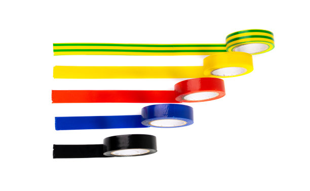 采购产品绝缘胶带卷线，塑料管道胶带卷，白色背景彩色胶带图片下载