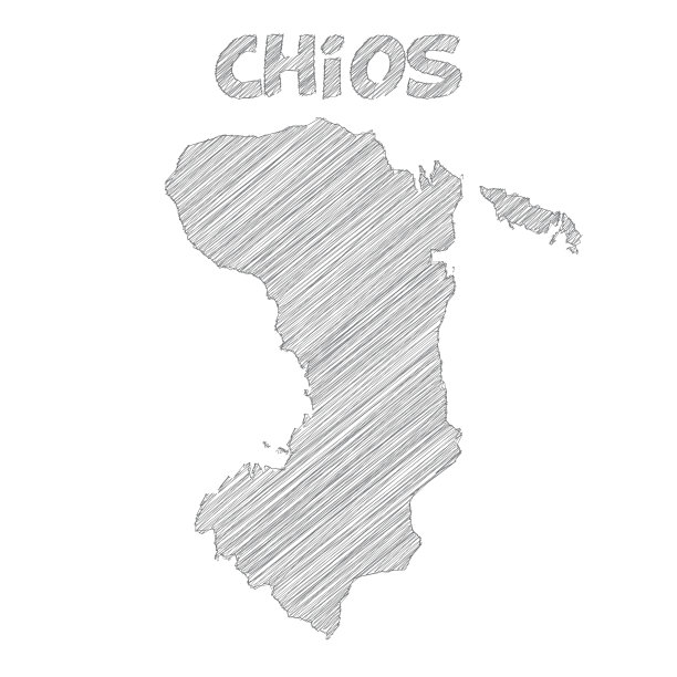 Chios地图手绘在白色的背景图片下载