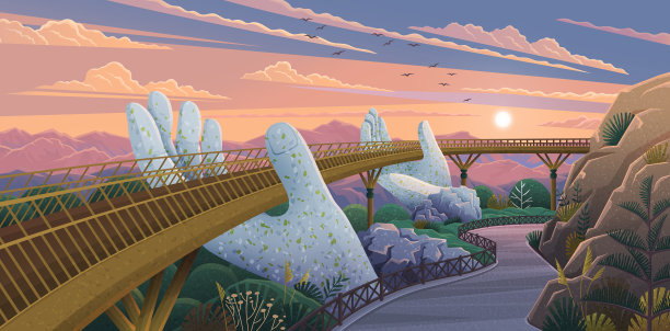 越南旅游景点黄金步行街图片下载