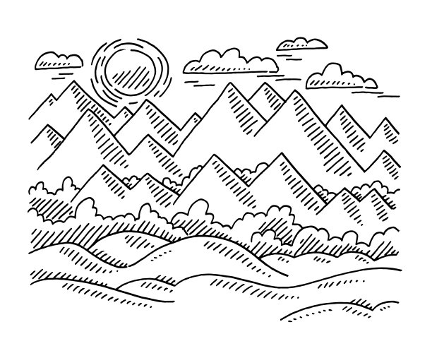 山脉景观晴天画图片下载