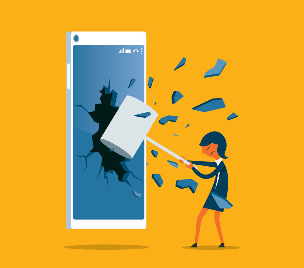 坏掉的智能手机——女商人图片下载