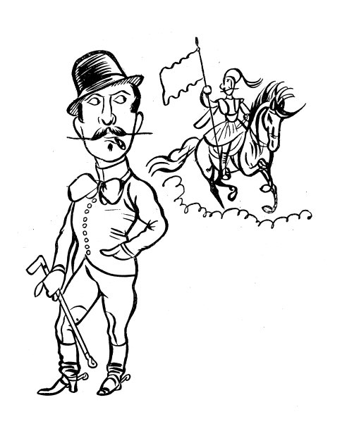 古董插图:一个人看着骑马的人图片下载