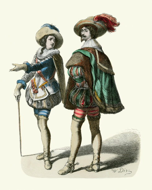 法国历史时尚，17世纪骑士，男人图片下载