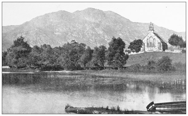 苏格兰古色古香的旅行照片:特罗萨克斯教堂，阿彻雷湖图片下载