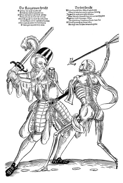 骑士雇佣兵与死神在16世纪的盔甲战斗图片下载