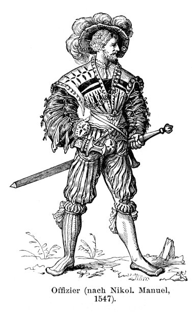 骑士和雇佣兵在统一的16世纪插图图片下载