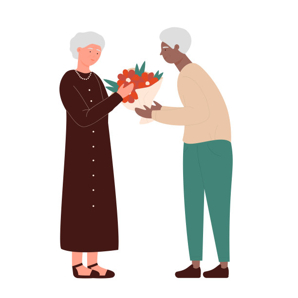 老人给妻子送花图片下载