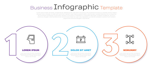 集车门、蓄电池、底盘于一体。业务信息图表模板。向量图片下载