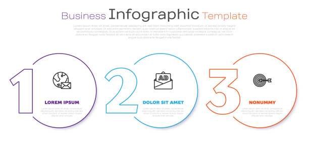 设置线地球与邮件，广告和目标。业务信息图表模板。向量图片下载