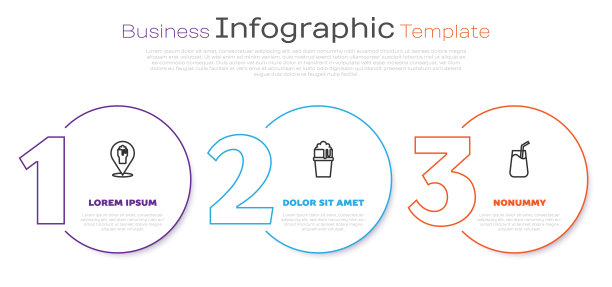 设置线酒精或啤酒酒吧的位置，玻璃和鸡尾酒。业务信息图表模板。向量图片下载