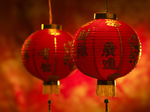 近距离的红色中国灯笼图片下载