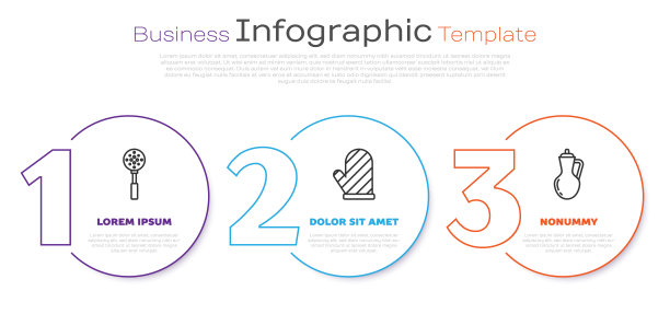 准备好抹刀、烤箱手套和橄榄油。业务信息图表模板。向量图片下载