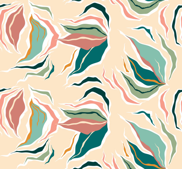 创意拼贴无缝图案：简约手绘抽象自然色时尚模板图片下载