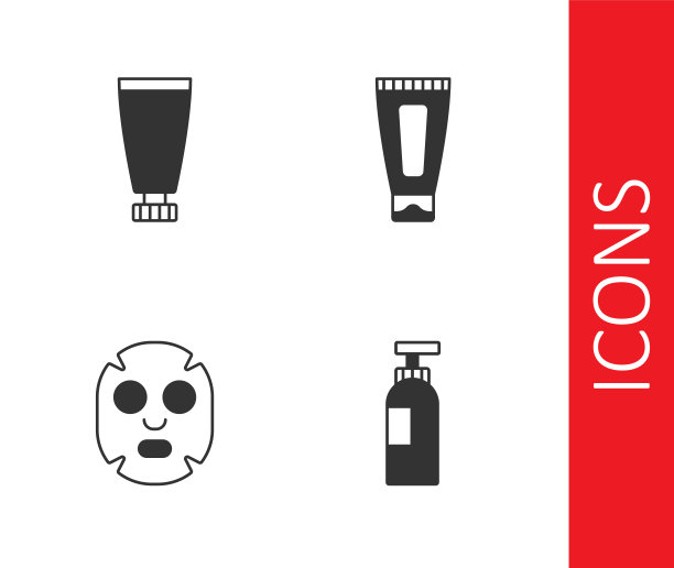 套装洗发水，面霜或乳液，化妆管，面膜和图标。向量图片下载