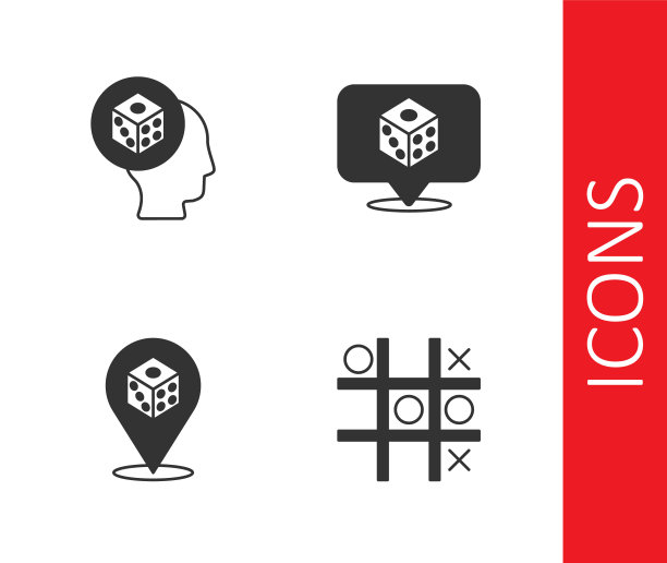 设置井字游戏，游戏骰子和图标。向量图片下载