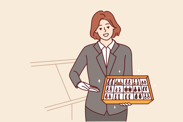 珠宝店女店员展示一套镶有宝石的耳环，表示愿意购买图片下载