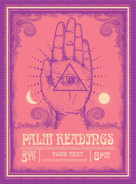 老式的手掌阅读海报设计模板图片下载