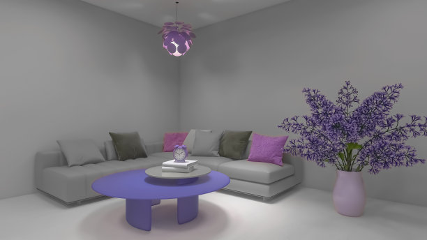 客厅设计3d渲染，3d插画图片下载